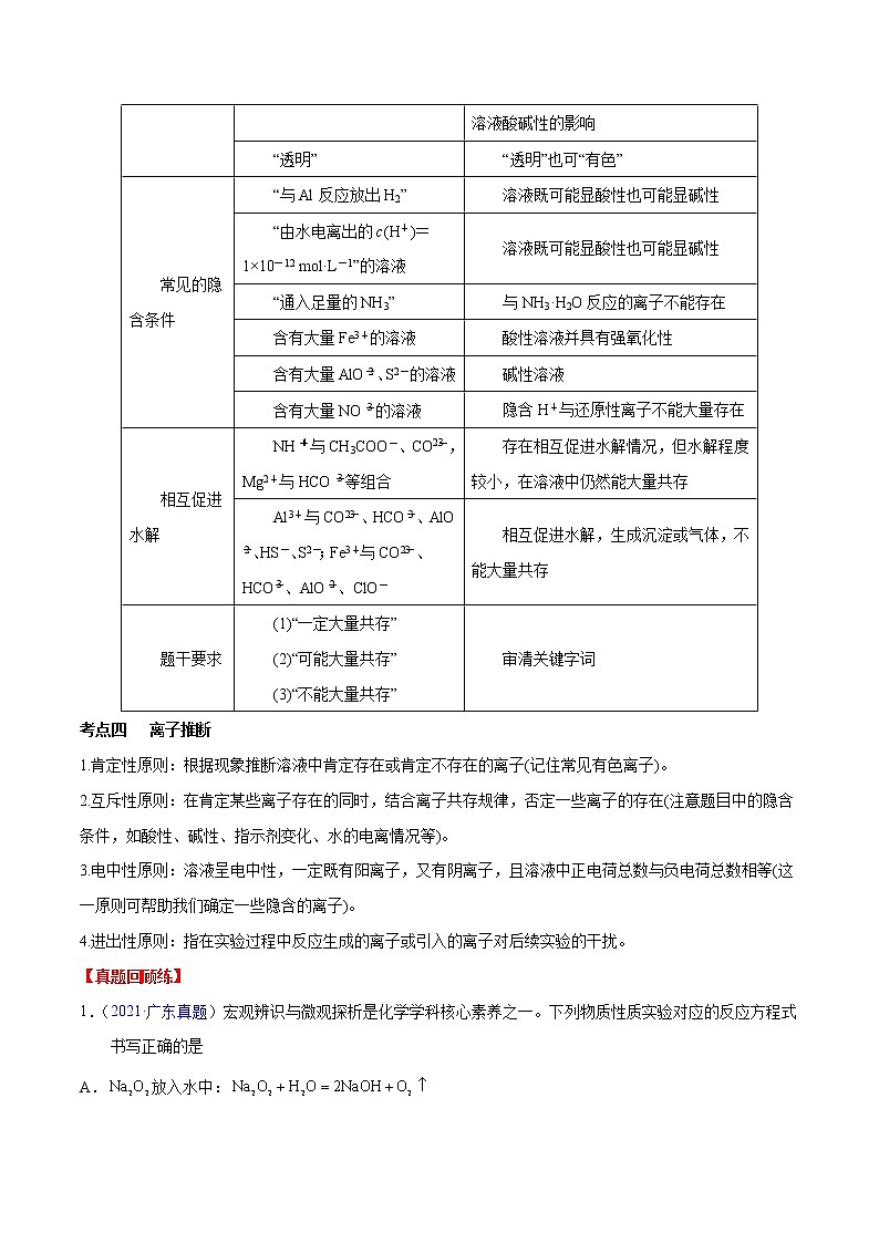专题03 离子反应-备战高考化学核心考点归纳与最新模拟测试（全国通用）02