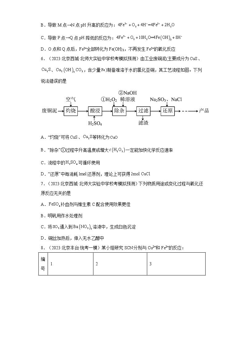 北京市2023年高考化学模拟题汇编-07铁及其化合物03