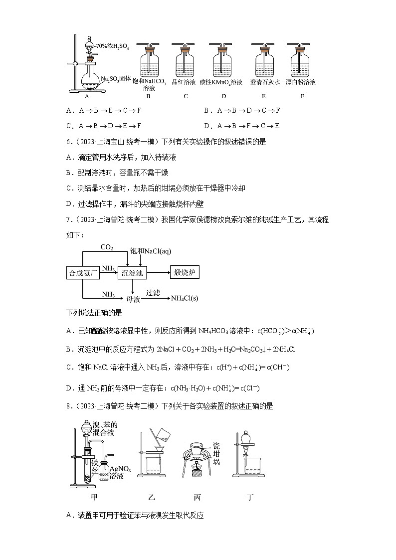 上海市2023年高考化学模拟题汇编-18化学实验基础第2页