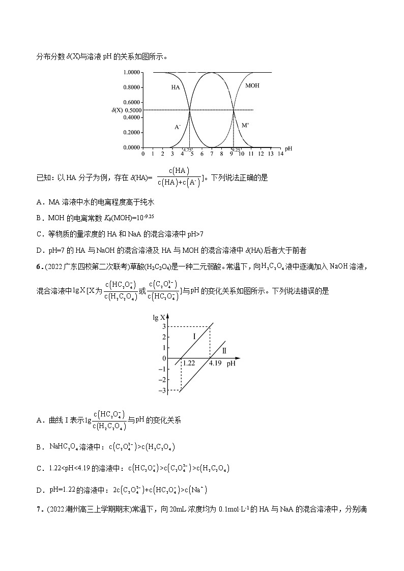 必练16 电解质溶液图像综合20题高考化学总复习高频考点必刷题（广东专用）(原卷版)第3页