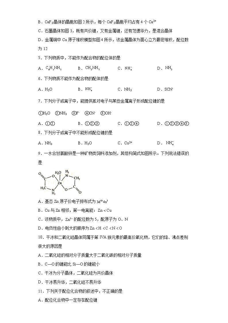 3.4.2  配合物与超分子（第2课时  超分子）（习题精练）-高二化学同步课件精讲及习题精练（人教版选择性必修2）（原卷版）第2页