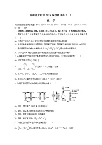 湖南省长沙市湖南师大附中2022-2023学年高考化学模拟试卷（一）（Word版附答案）