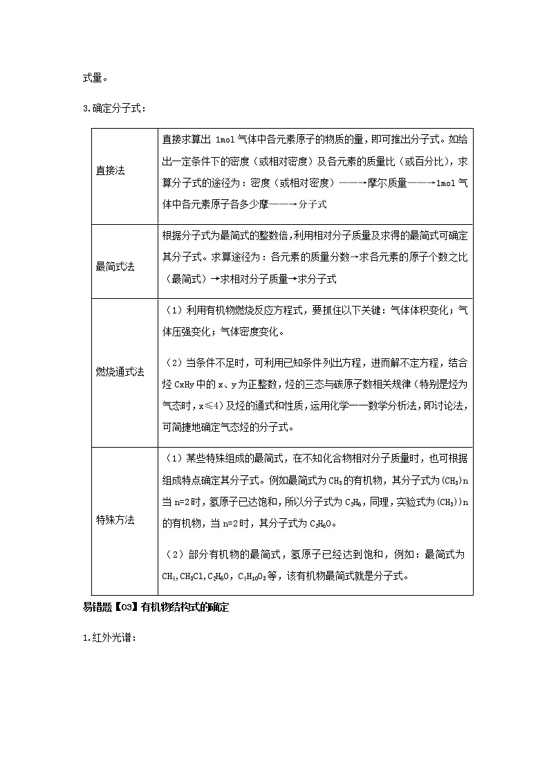 易错点3 研究有机化合物的一般步骤和方法（教师版）第2页