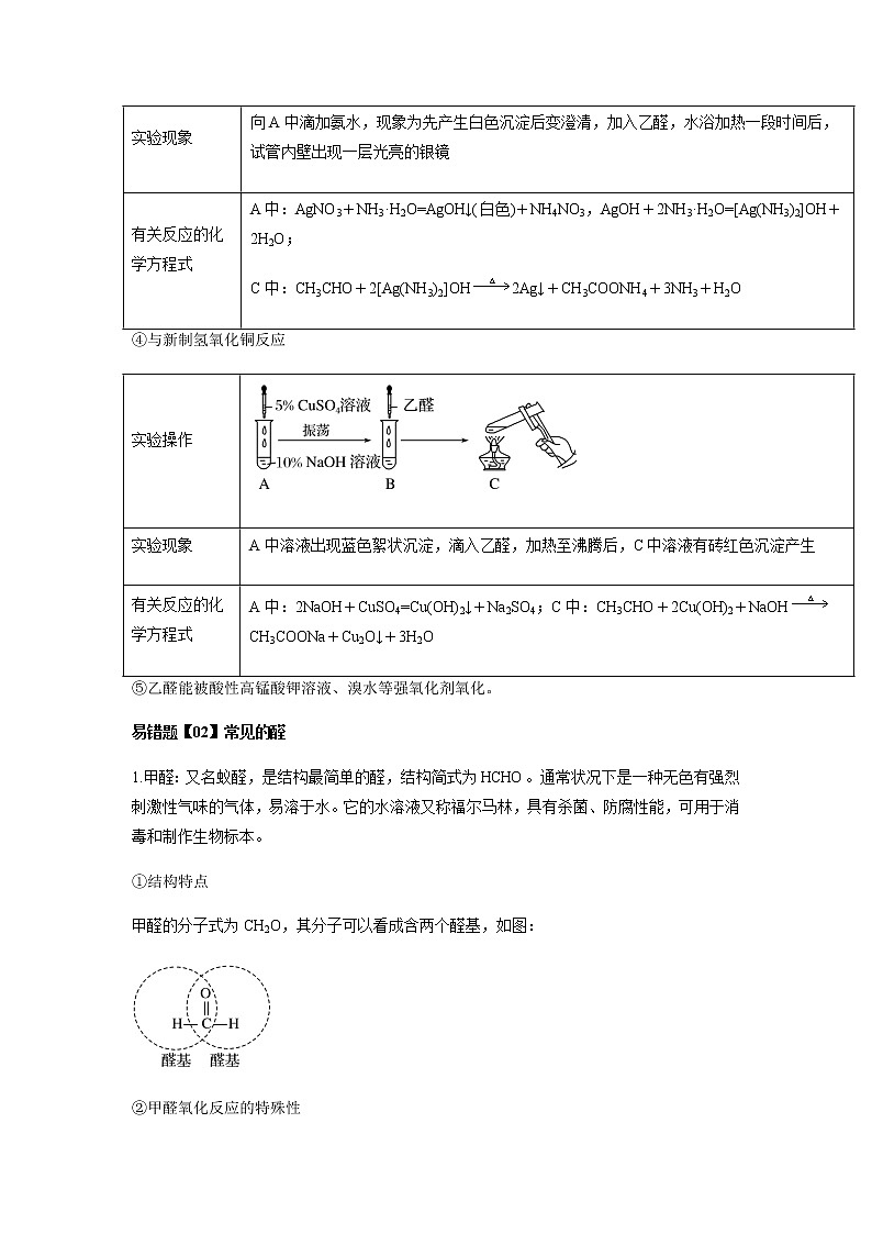 易错点10 醛和酮的结构与性质-2022-2023学年高二化学易错归纳与巩固（人教版2019选择性必修3） 练习02