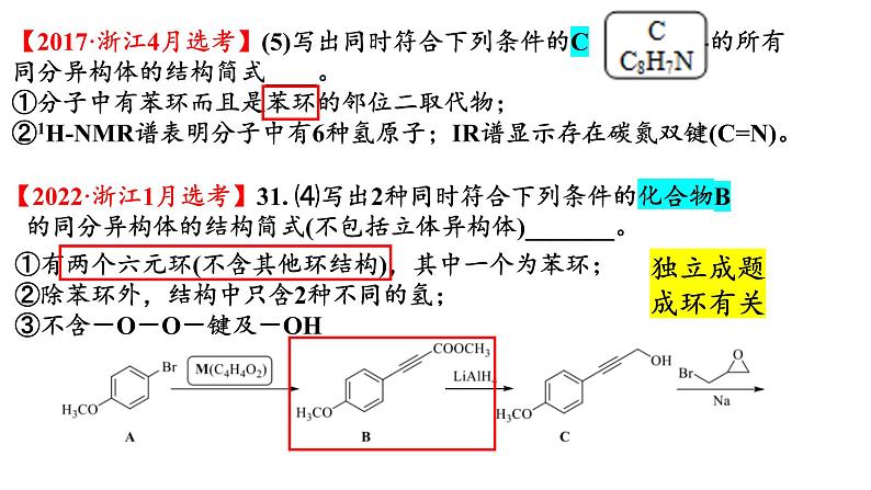 2023届高考化学二轮专题复习：成环有机物同分异构体的书写 课件01