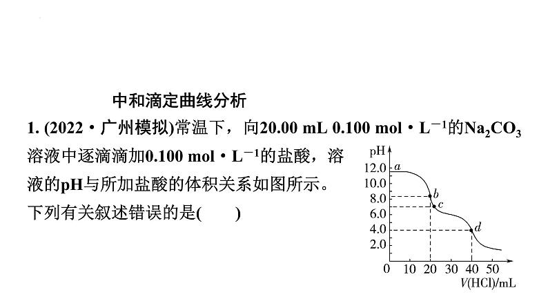 2024届高三化学高考备考一轮复习：滴定曲线和中和滴定的拓展应用课件07