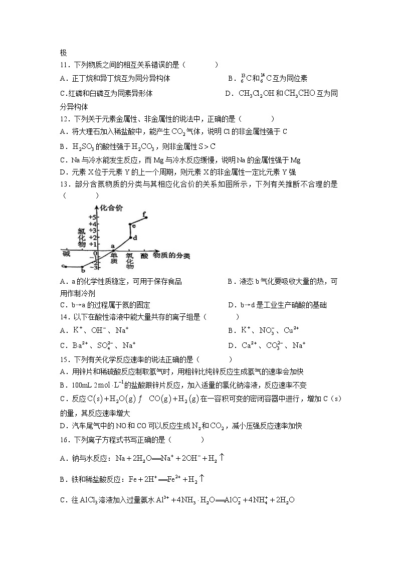 福建省福州外国语学校2022-2023学年高一下学期期中考试化学试题03