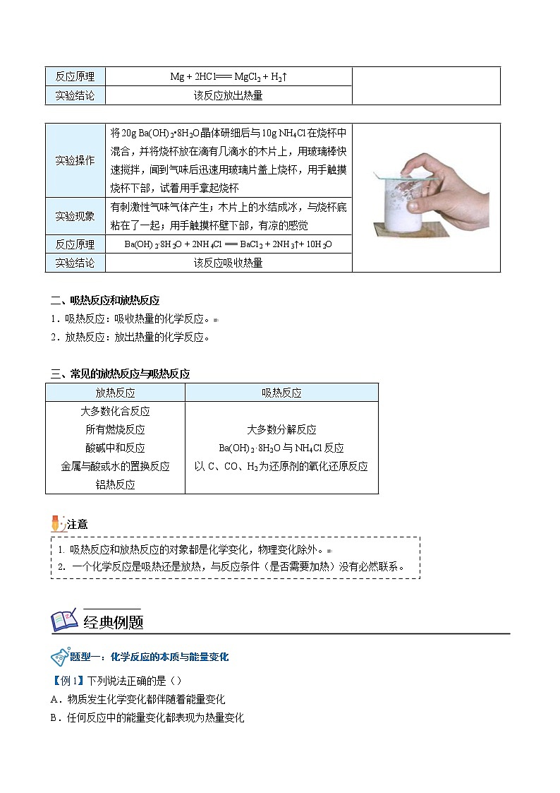 人教版高中化学必修第二册精品讲义第10讲 化学反应与热能（教师版）02