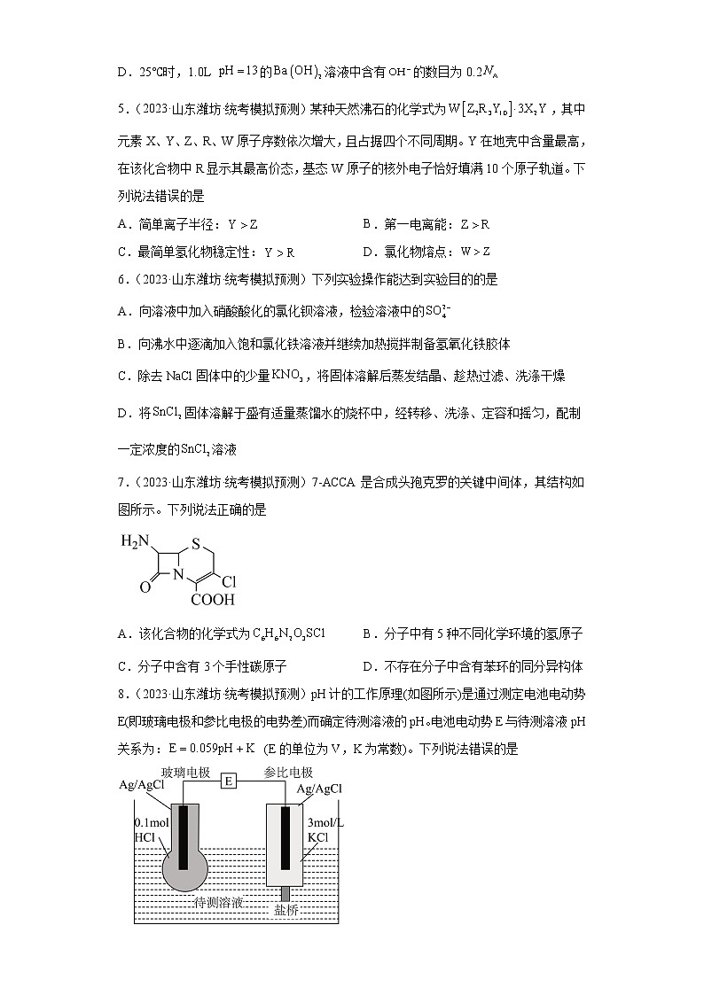 山东省潍坊市2023届高三下学期高考模拟（学科网核心素养测评）化学试题第2页