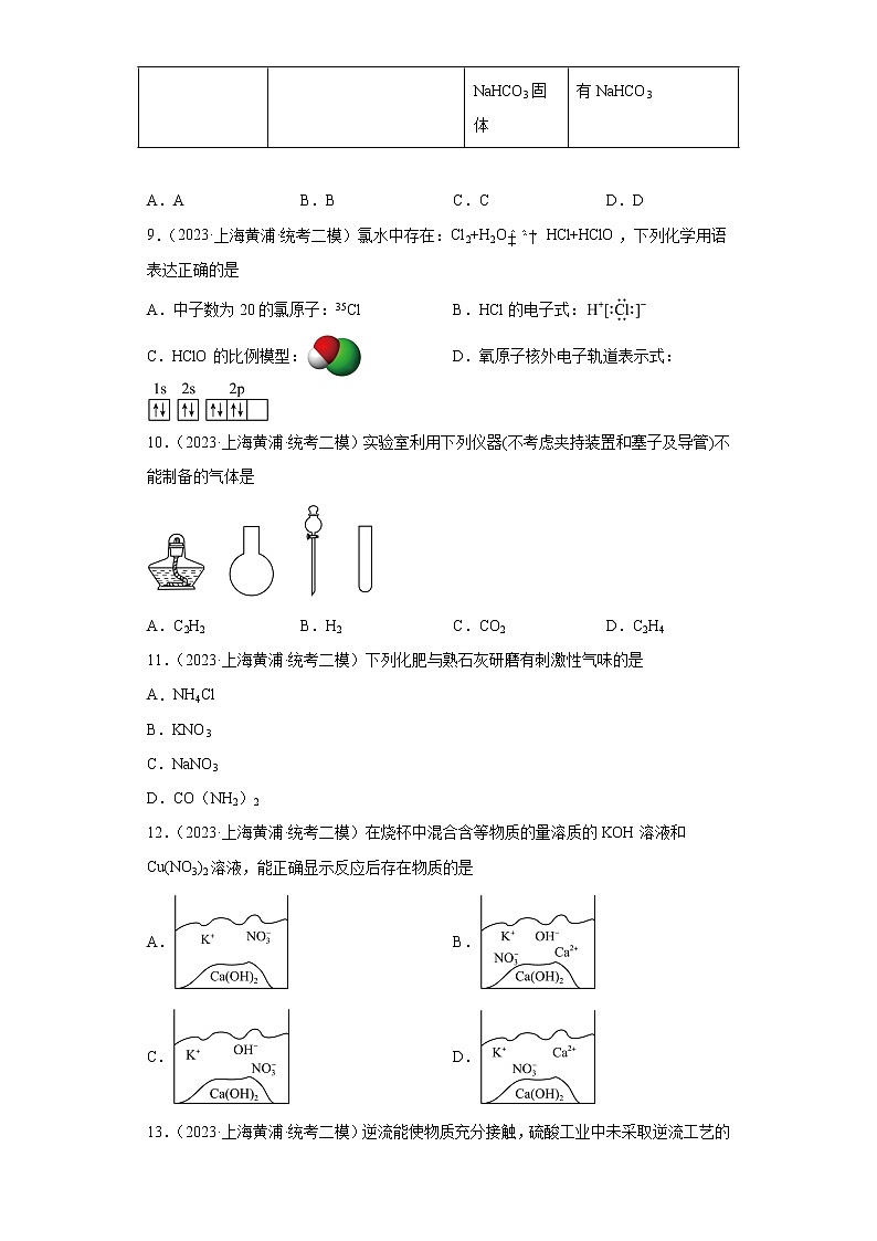 上海市黄埔区2023届高三下学期高考模拟（4月）化学试题第2页