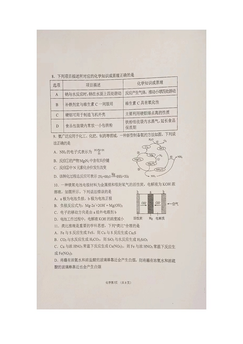 2023辽宁省六校协作体高一下学期4月月考试题化学图片版含答案03