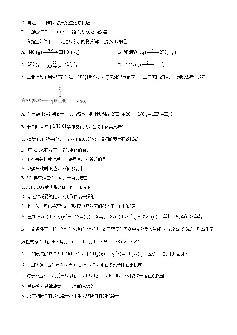 江苏省阜宁中学2022-2023学年高一下学期第一次综合测试化学试题无答案第2页