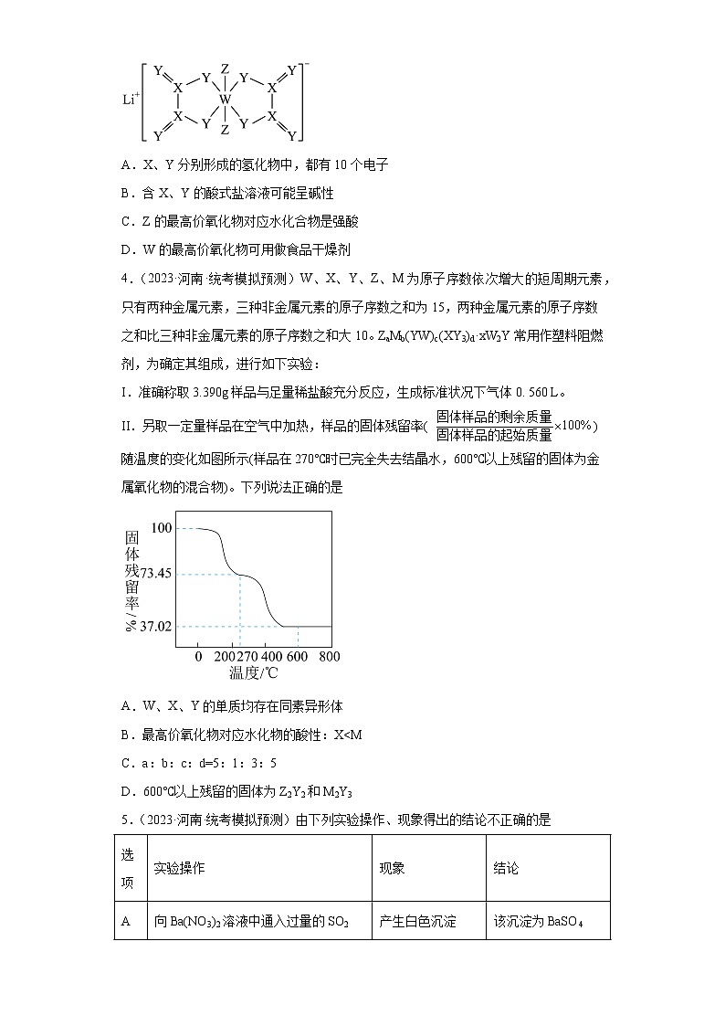 河南2023年高考化学模拟题汇编-16物质结构与性质（选择题）第2页