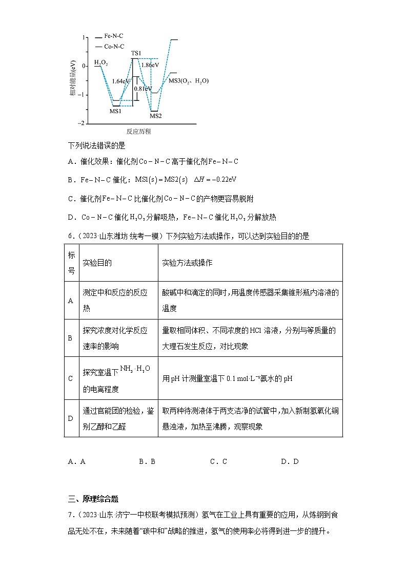 山东省2023年高考化学模拟题汇编-09化学反应的热效应第3页
