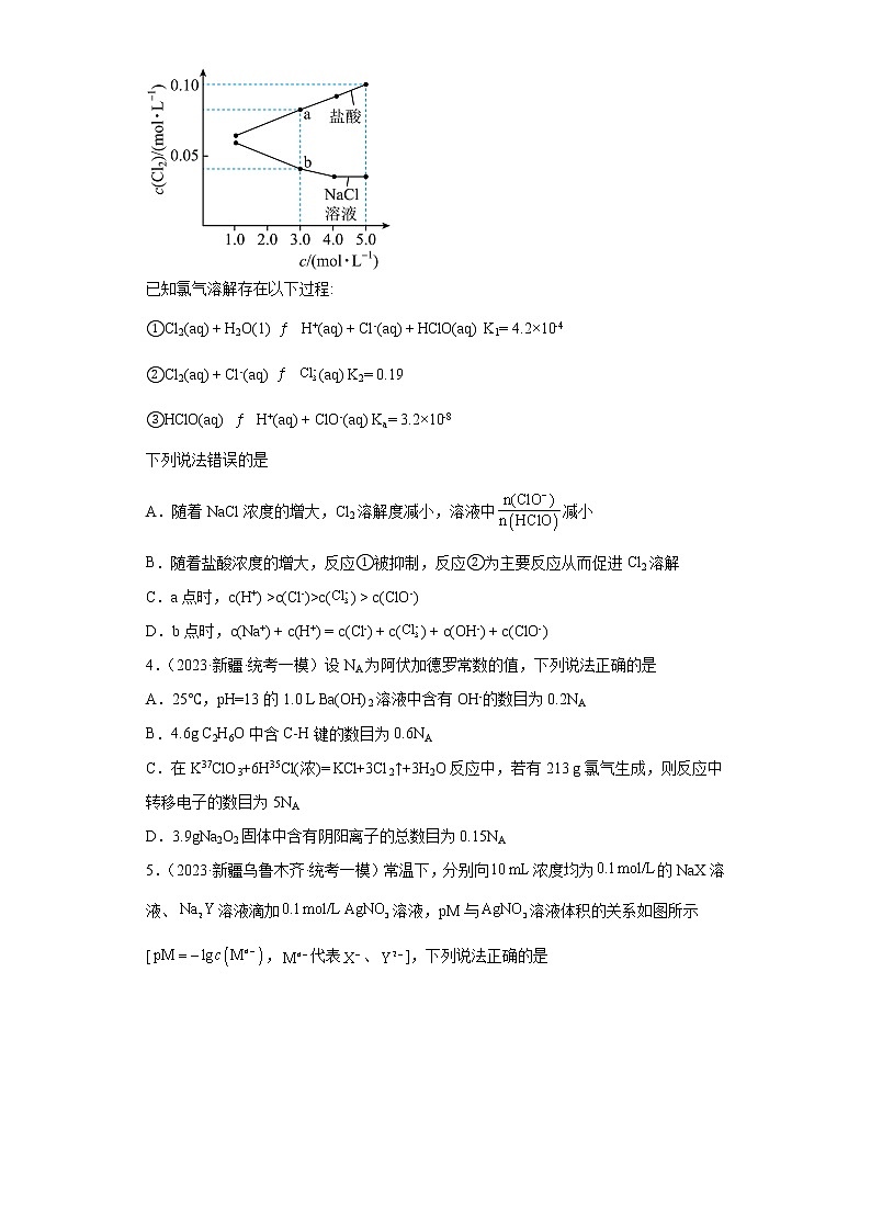 新疆2023年高考化学模拟题汇编-04水溶液中的离子反应和平衡02