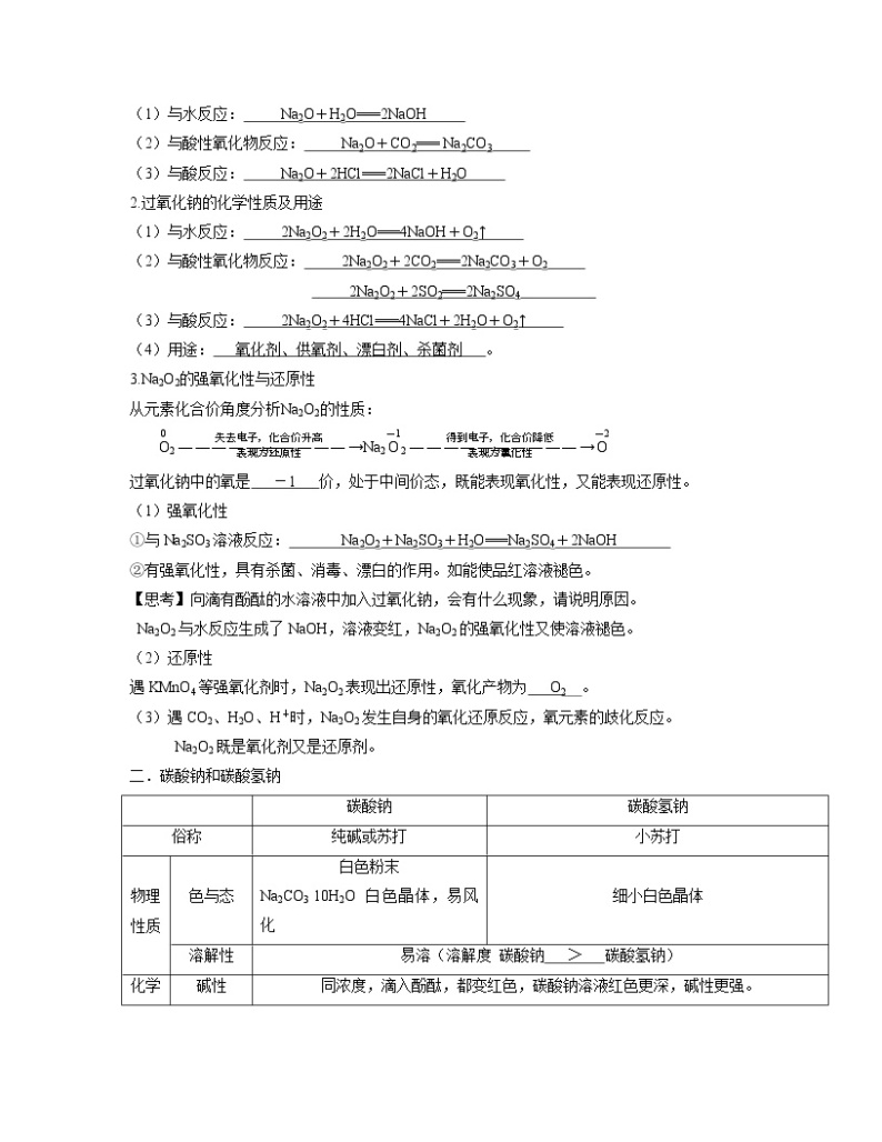 第二章 海水中的重要元素——钠和氯【知识清单】-2022-2023学年高一化学单元复习（人教版2019必修第一册）03