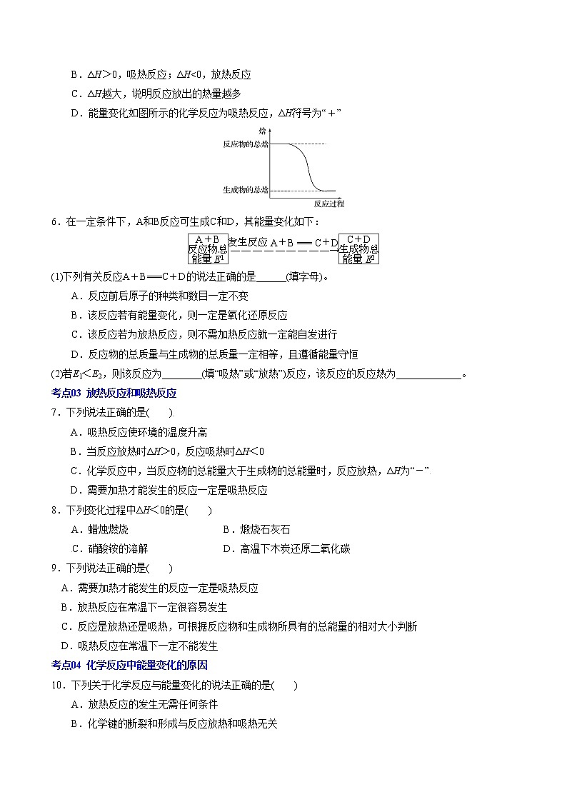 单元复习01  化学反应的热效应【过习题】2022-2023学年高二化学单元复习过过过（人教版2019选择性必修1）（学生版）第2页