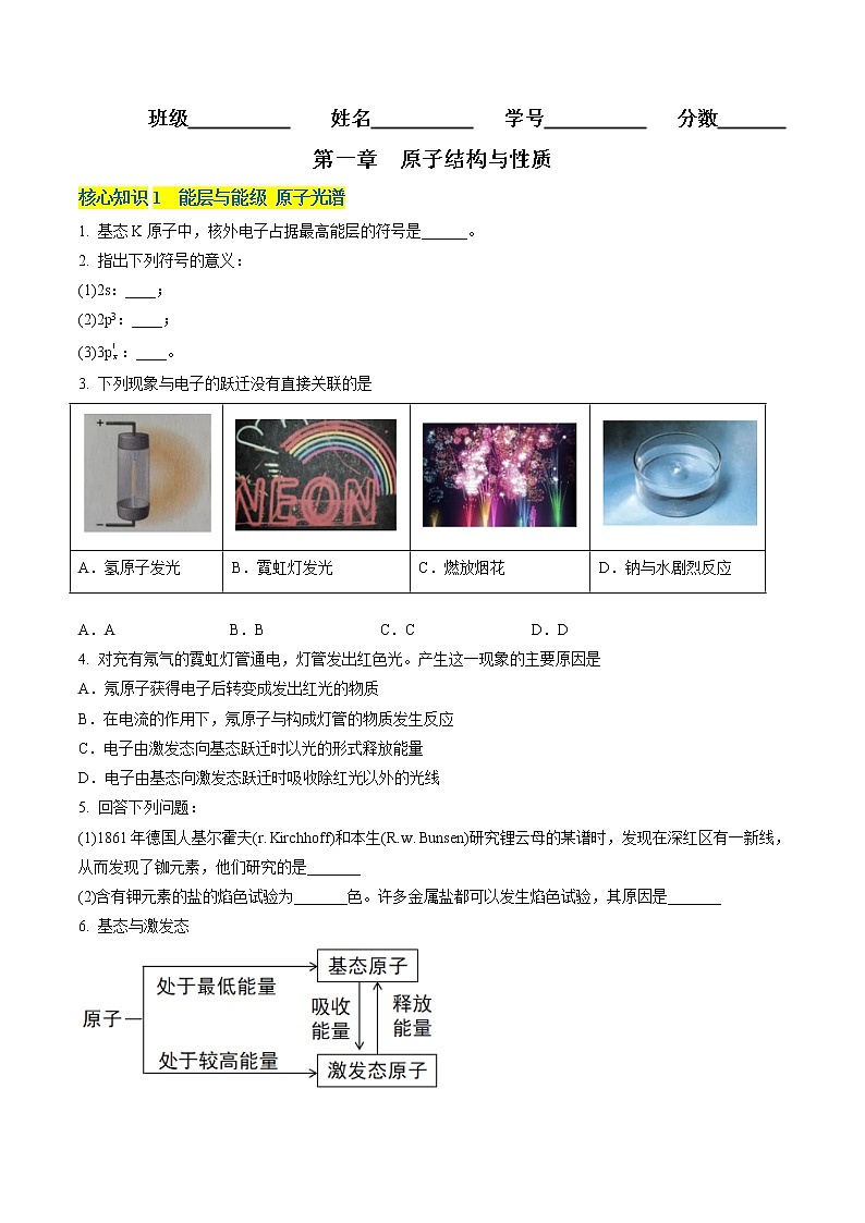 第一章 原子结构与性质（A卷·知识通关练）（原卷版）第1页