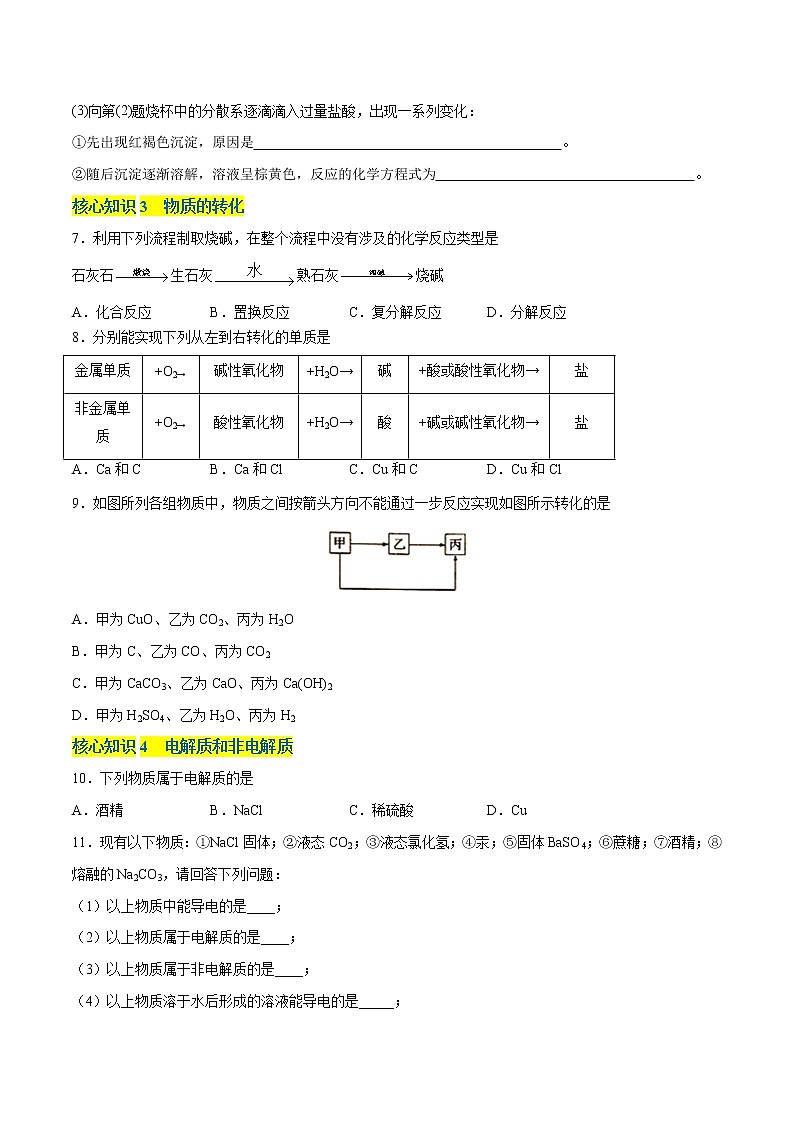 第一章  物质及其变化（A卷·知识通关练）-【单元测试】2022-2023学年高一化学分层训练AB卷（人教版2019必修第一册）02