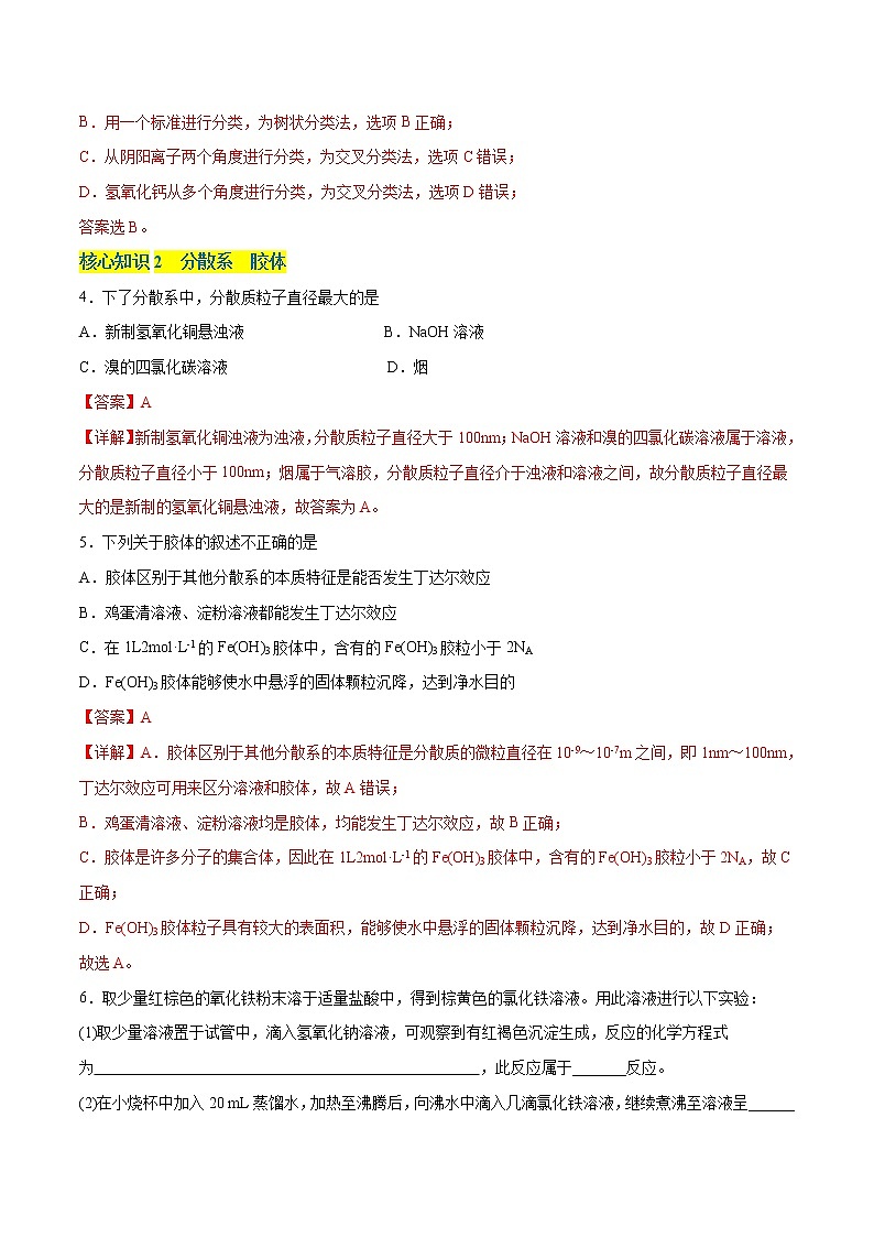 第一章  物质及其变化（A卷·知识通关练）-【单元测试】2022-2023学年高一化学分层训练AB卷（人教版2019必修第一册）02
