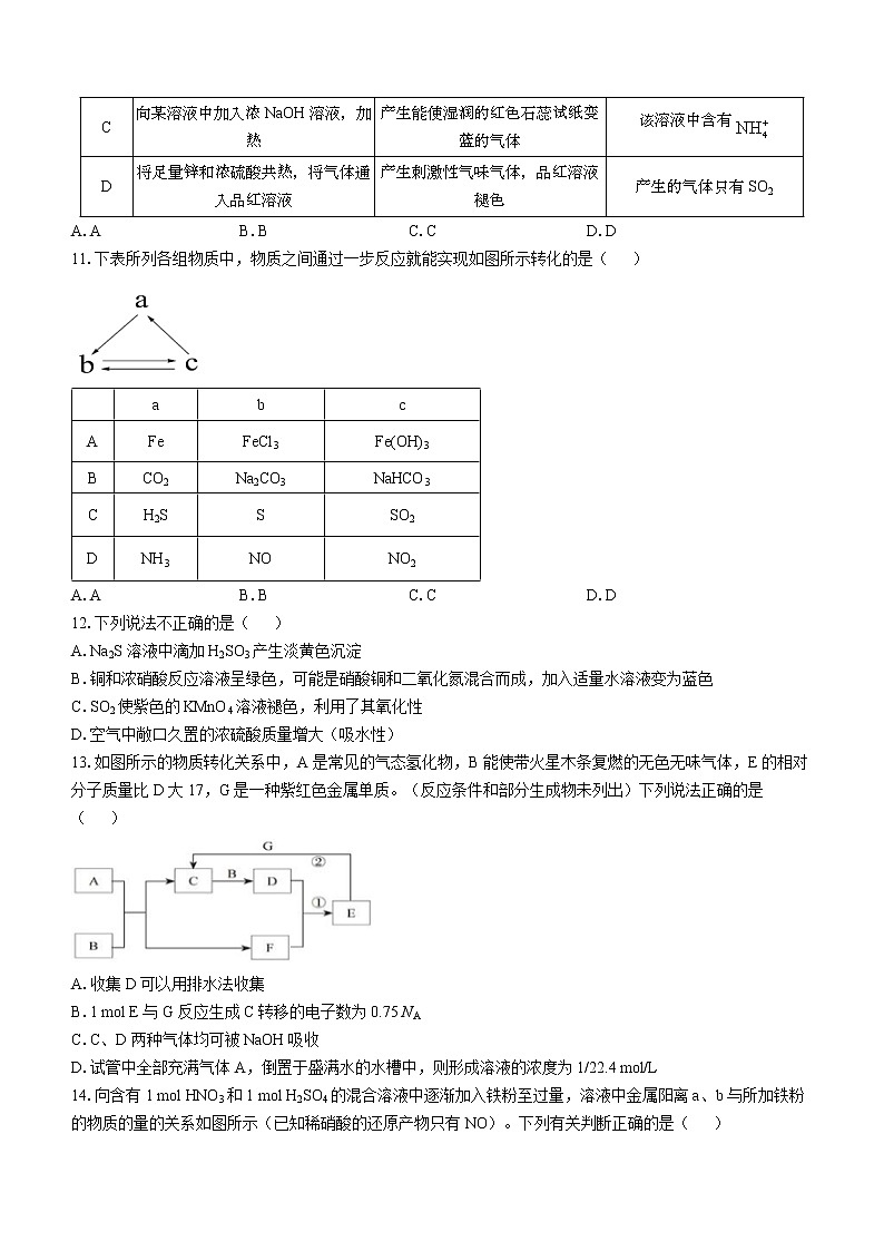 2023马鞍山红星中学高一下学期期中化学试题含答案03