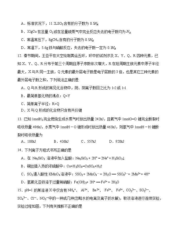 吉林省长春市博硕学校2022-2023学年高一下学期4月阶段性验收考试化学试题（Word版含答案）03