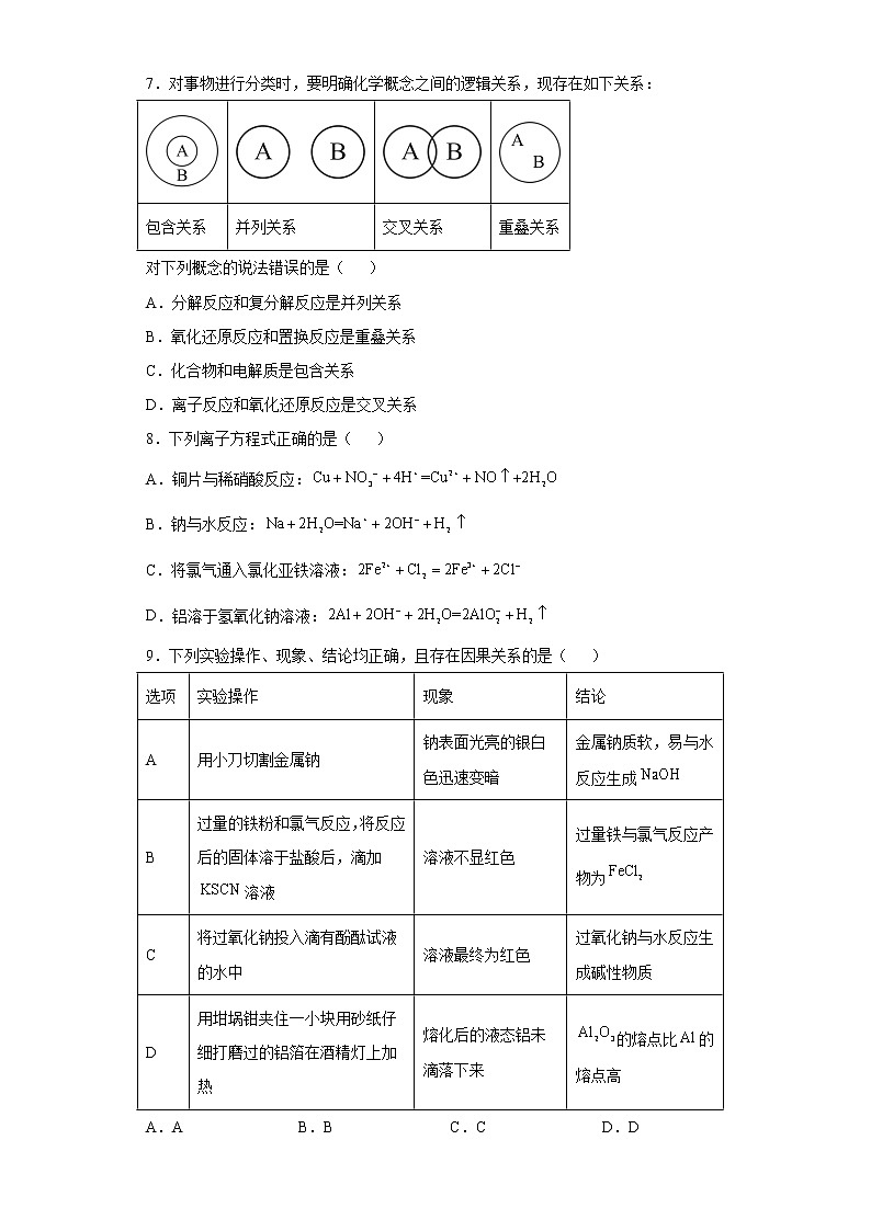 内蒙古2022-2023学年高一上学期期中考试化学试卷（含答案）第2页