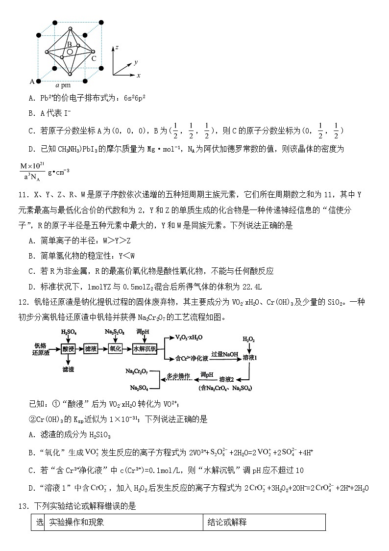 河北省2023届高三下学期高考前适应性考试化学试题含答案03