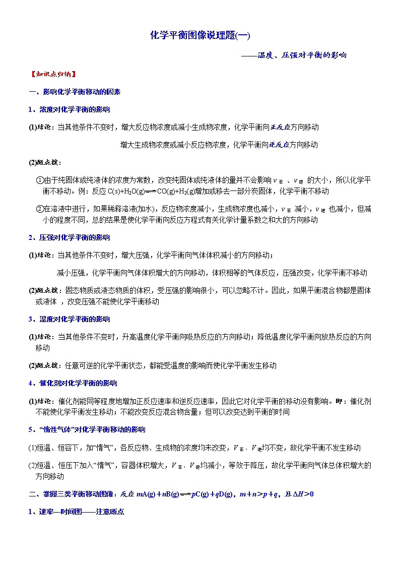 突破09 化学平衡图像说理题(一)——温度、压强对平衡的影响-备战2023年高考化学《反应原理综合大题》逐空突破系列01