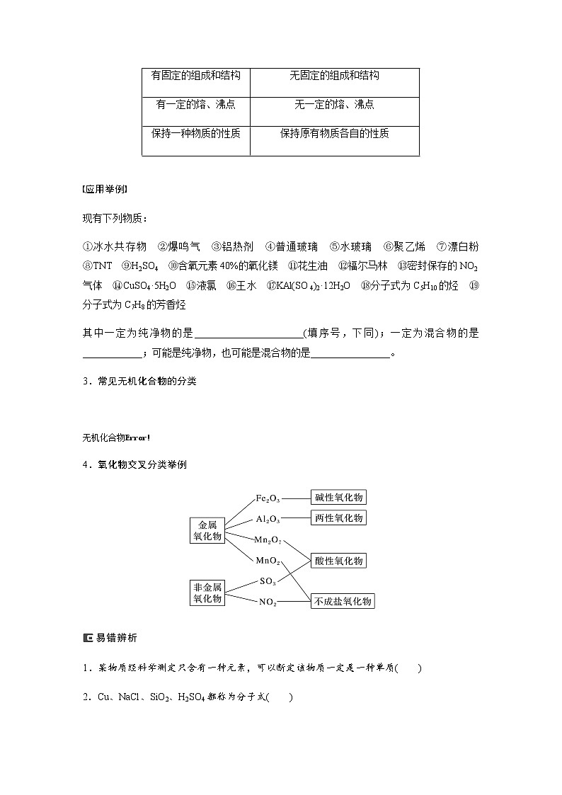 2024年高考化学一轮复习　第1讲　物质的分类　分散系 学案（含答案）02