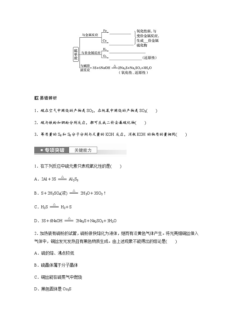 2024年高考化学一轮复习　第21讲　硫及其氧化物 学案（含答案）02