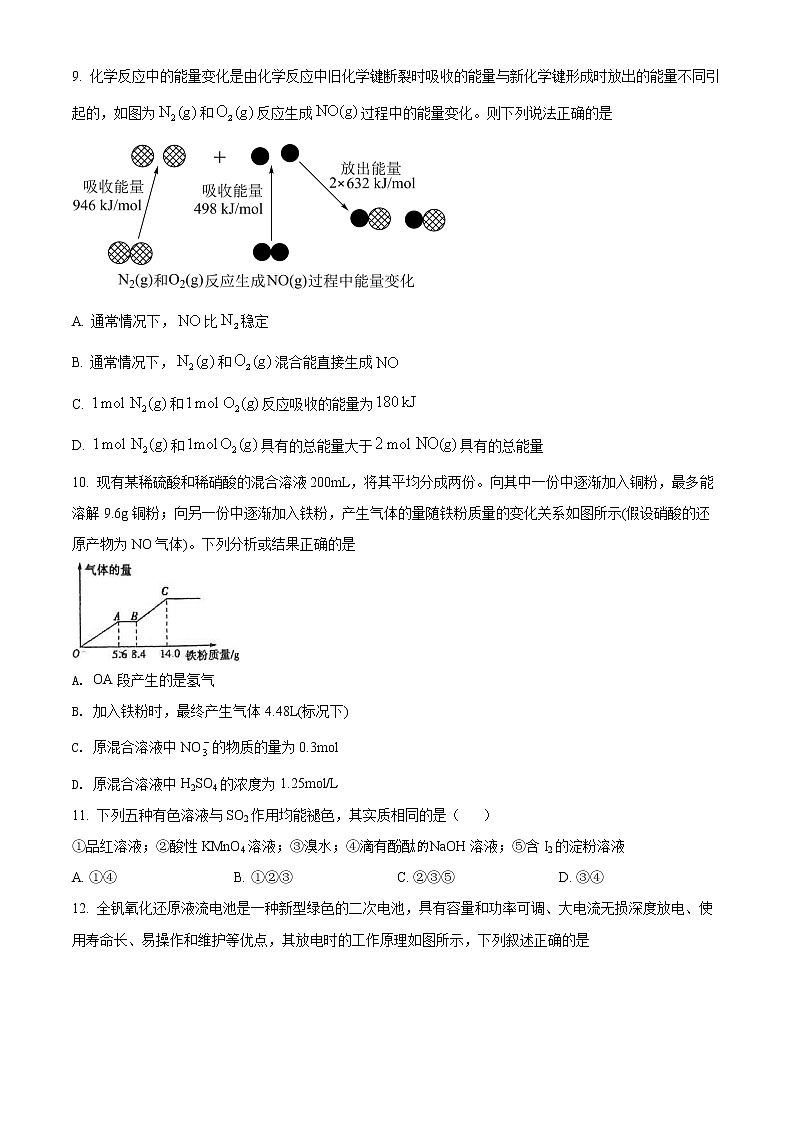 重庆市渝高中学校2021-2022学年高一下学期期中考试化学试题03