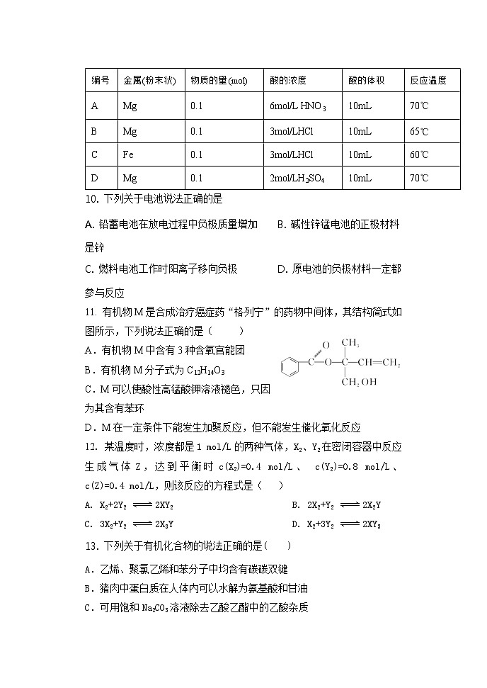 辽宁省大连市第一零三中学2021-2022学年高一下学期期中考试化学试题03
