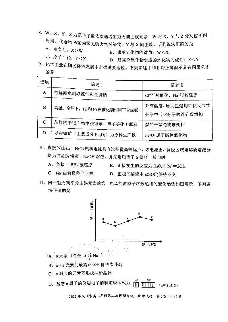 2023年深圳市高三年级二模考试 化学(含答案)03