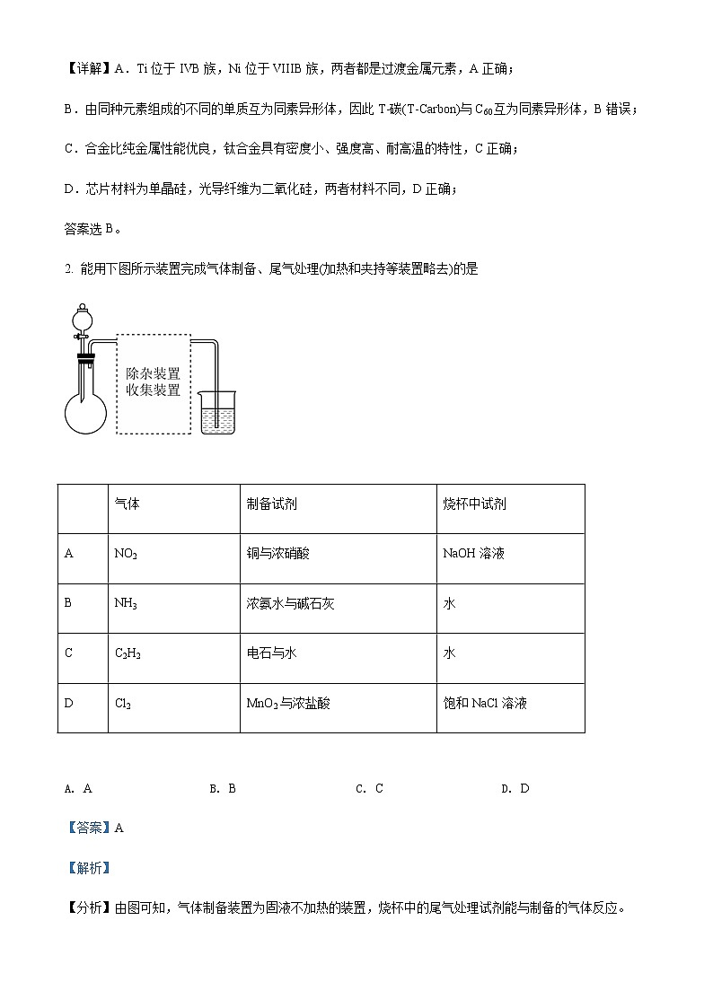 河南省六市2022届高三第一次联合调研检测理综化学试题含解析02