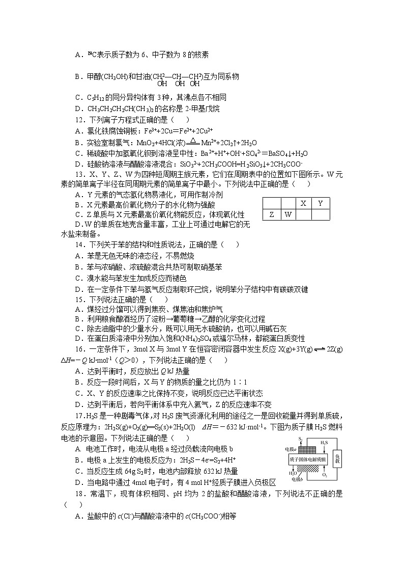 2023年浙江省化学学业水平测试卷模拟卷（二）第2页