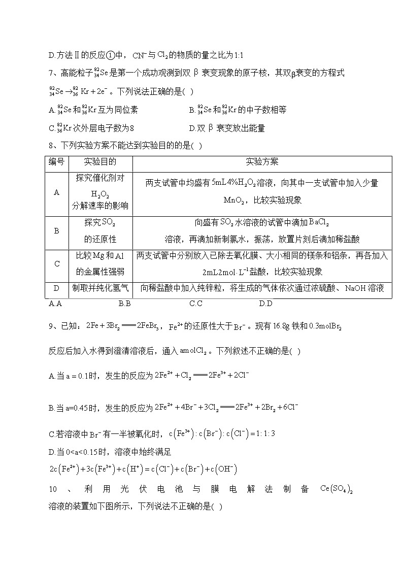 安徽省定远中学2023届高三下学期二模化学试卷（含答案）第3页