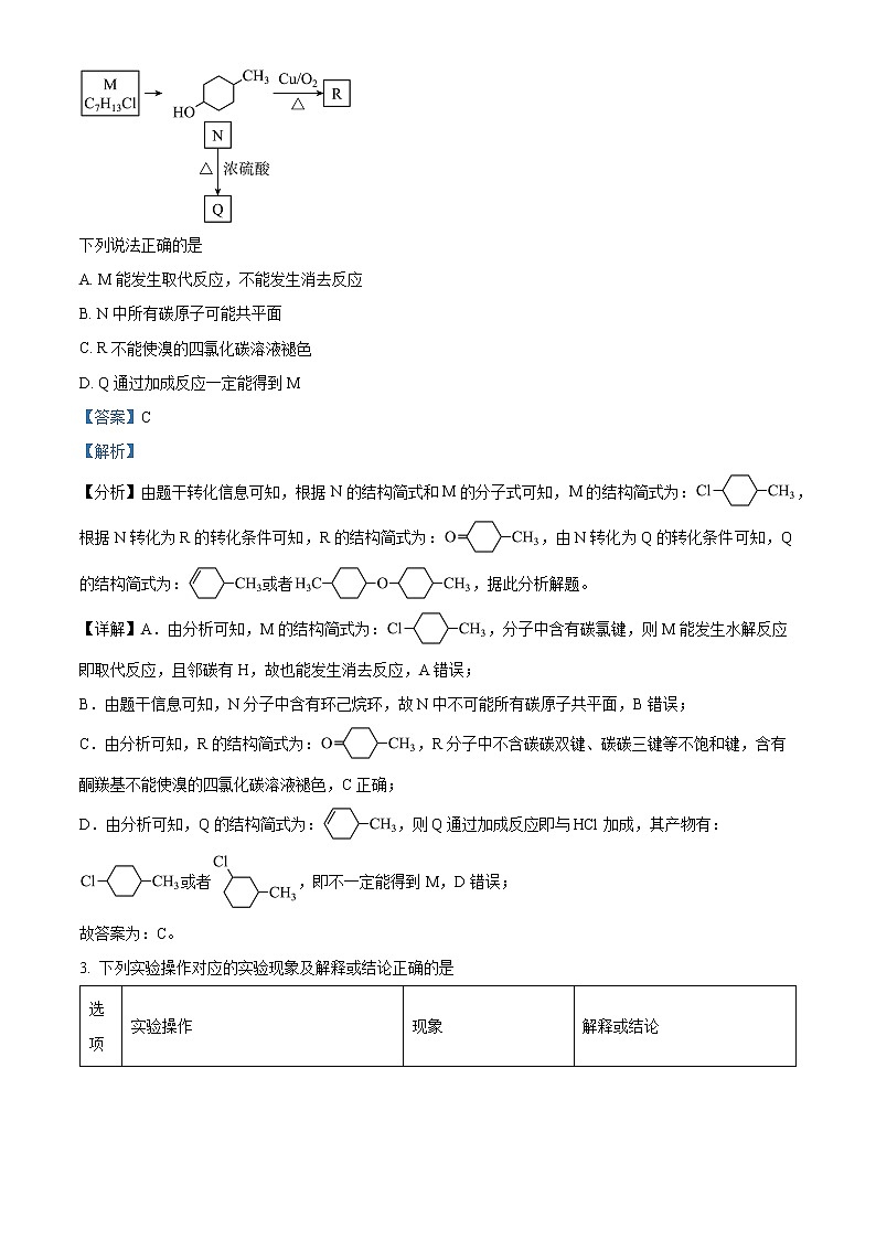 安徽省宿州市2023届高三化学质量检测（一模）试题（Word版附解析）02
