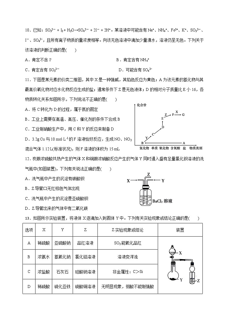 安徽省当涂县2022-2023学年高一下学期4月期中考试化学试题（Word版含答案）03
