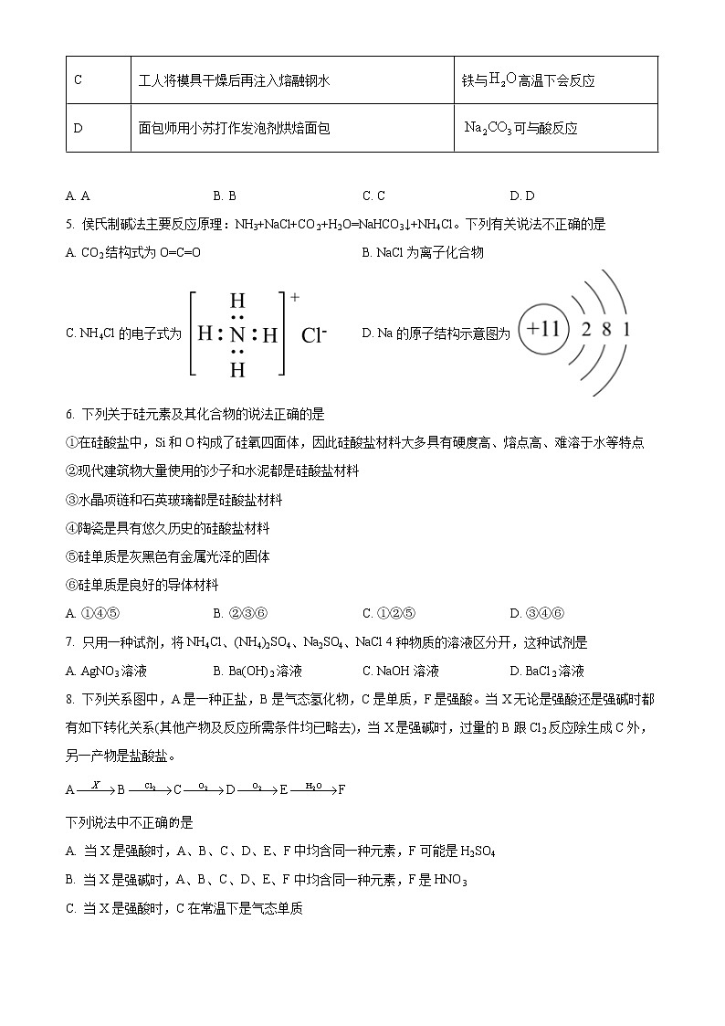 安徽省合肥市第一中学2022-2023学年高一下学期段考一化学试题（解析版）02