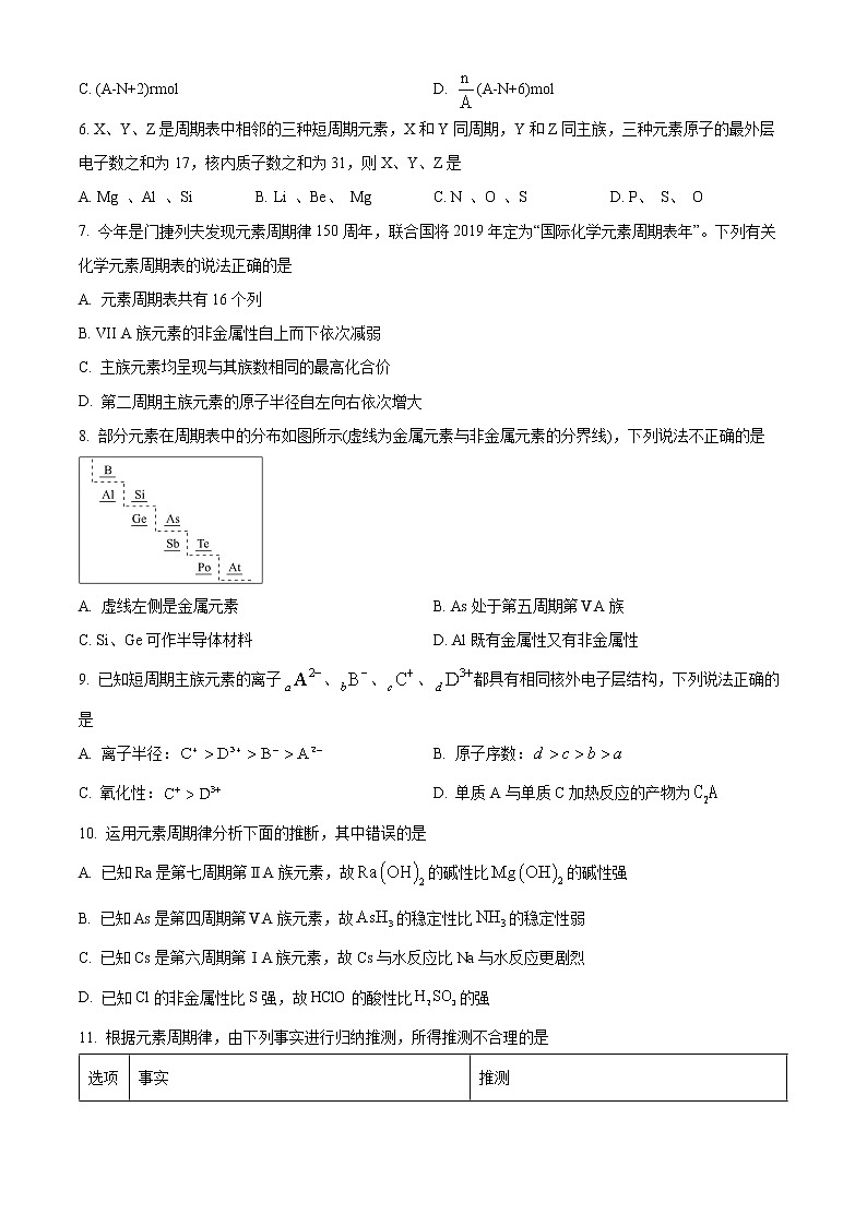 安徽省合肥市第一重点中学 2022-2023 学年高一下学期第一次素质拓展训练化学试题（解析版）02