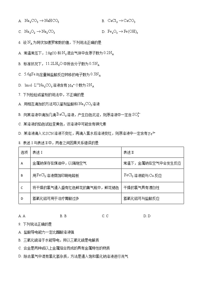 安徽省合肥市庐江县等3校2022-2023学年高一上学期期末考试化学试题（原卷版）第2页
