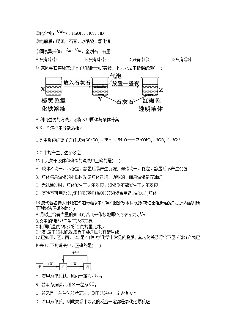 2023届新高考化学一轮复习物质的分类及转化单元测试含答案第3页
