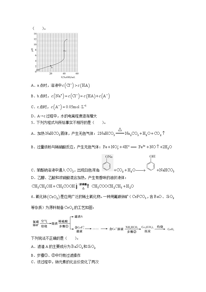 湖南师范大学附属中学2022-2023学年高二下学期期中化学试卷（Word版附解析）02