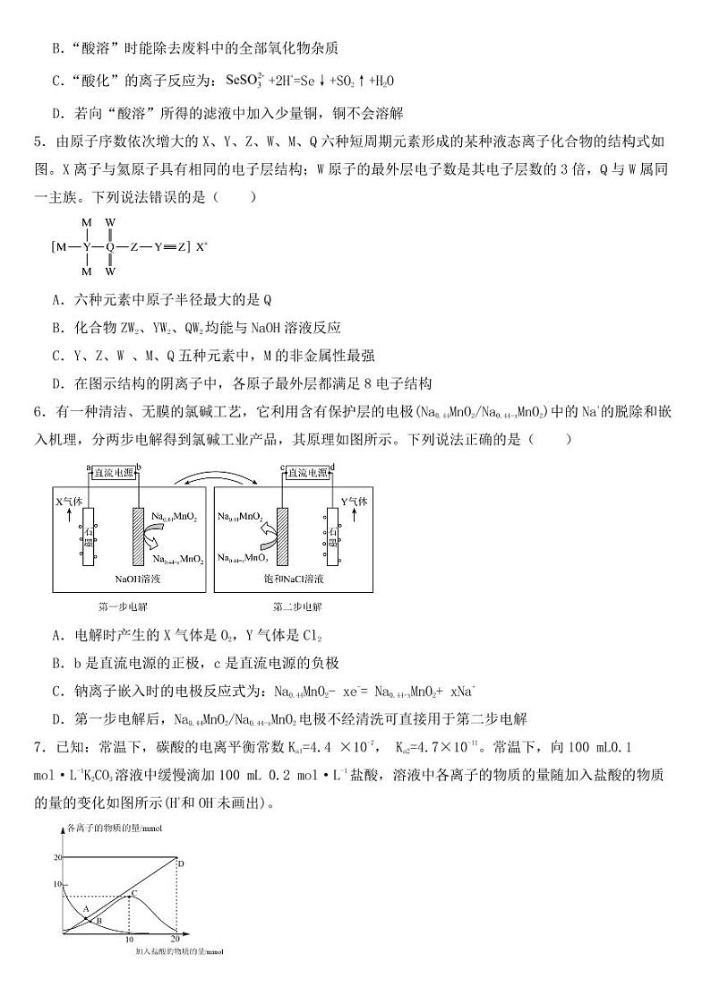 四川省攀枝花市2023届高三下学期三模理科综合化学试题附参考答案02