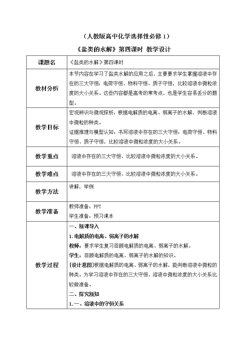 《盐类的水解》第四课时课件PPT+教学设计01