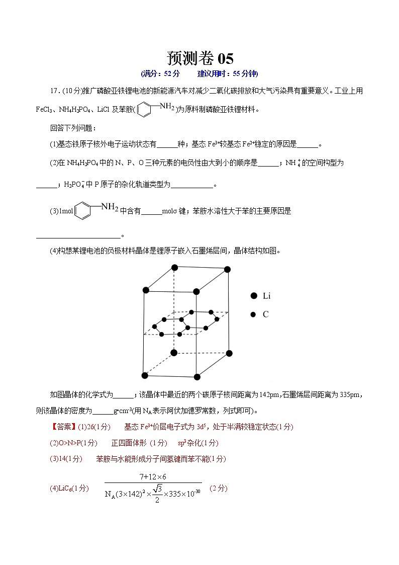 预测卷05-【大题精做】冲刺2023年高考化学大题突破+限时集训（浙江专用）01