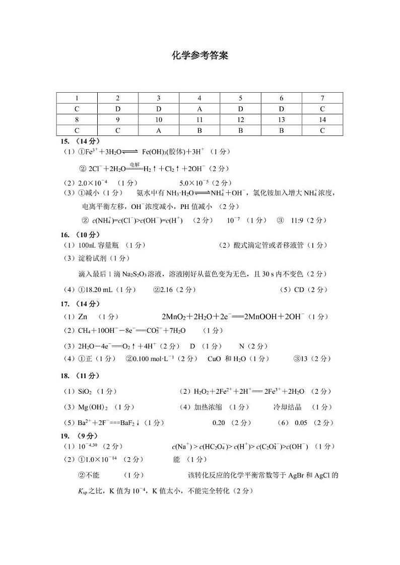 四川省绵阳市重点中学2022-2023学年高二下学期期中考试化学试题（Word版含答案）01