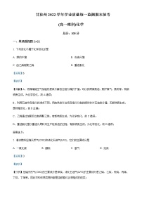 四川省甘孜州2021-2022学年高一下学期学业质量统一监测期末统考化学试题Word版含解析