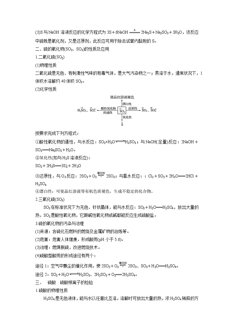 高中化学新版必修二  第01讲 硫及其化合物满分版 试卷02